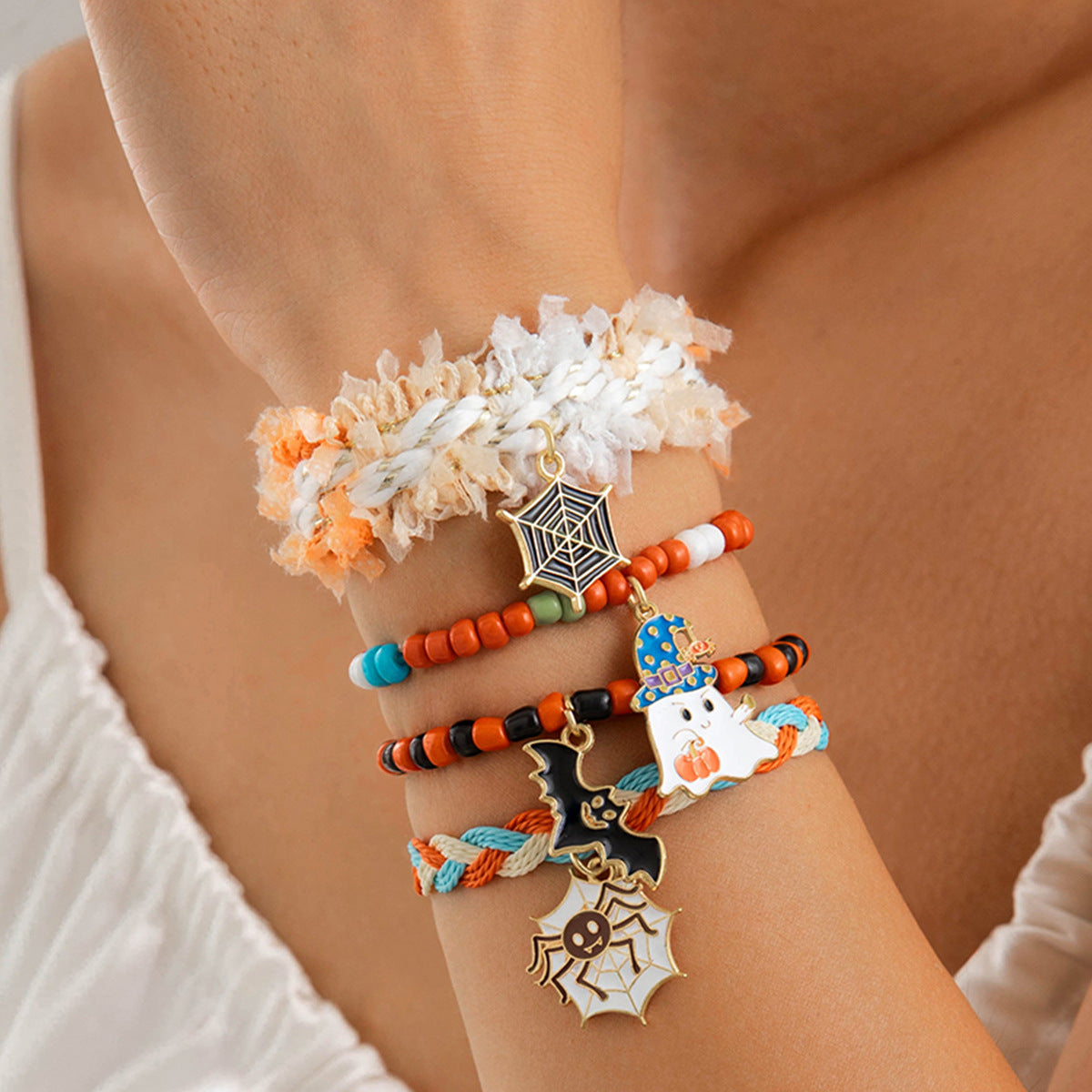 Wholesale  Funny Skull Rice Bead Bracelet Set